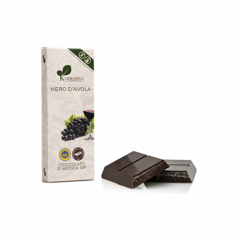 Tablette de chocolat de Modica IGP au Nero d'Avola 100 gr - Ciokarrua